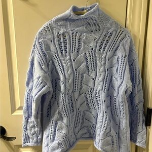 Light Blue Open-Knit Women’s Sweater